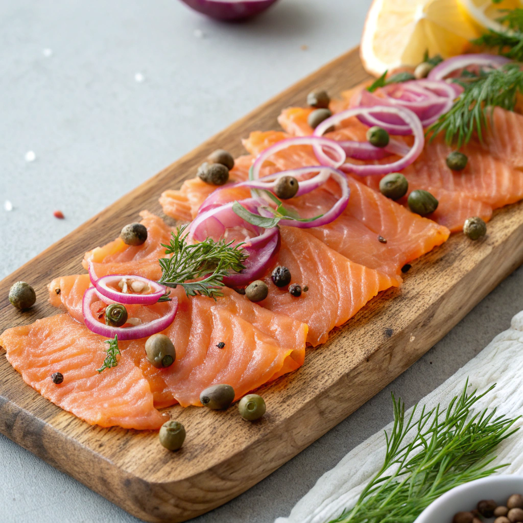 Smoked salmon on rye bread